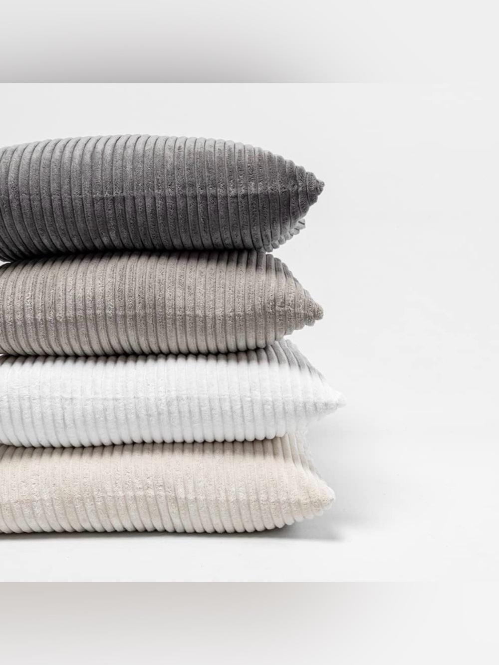 Komollocoe shades of grey ultra-soft ribbed pillow covers (4 count) 18x18